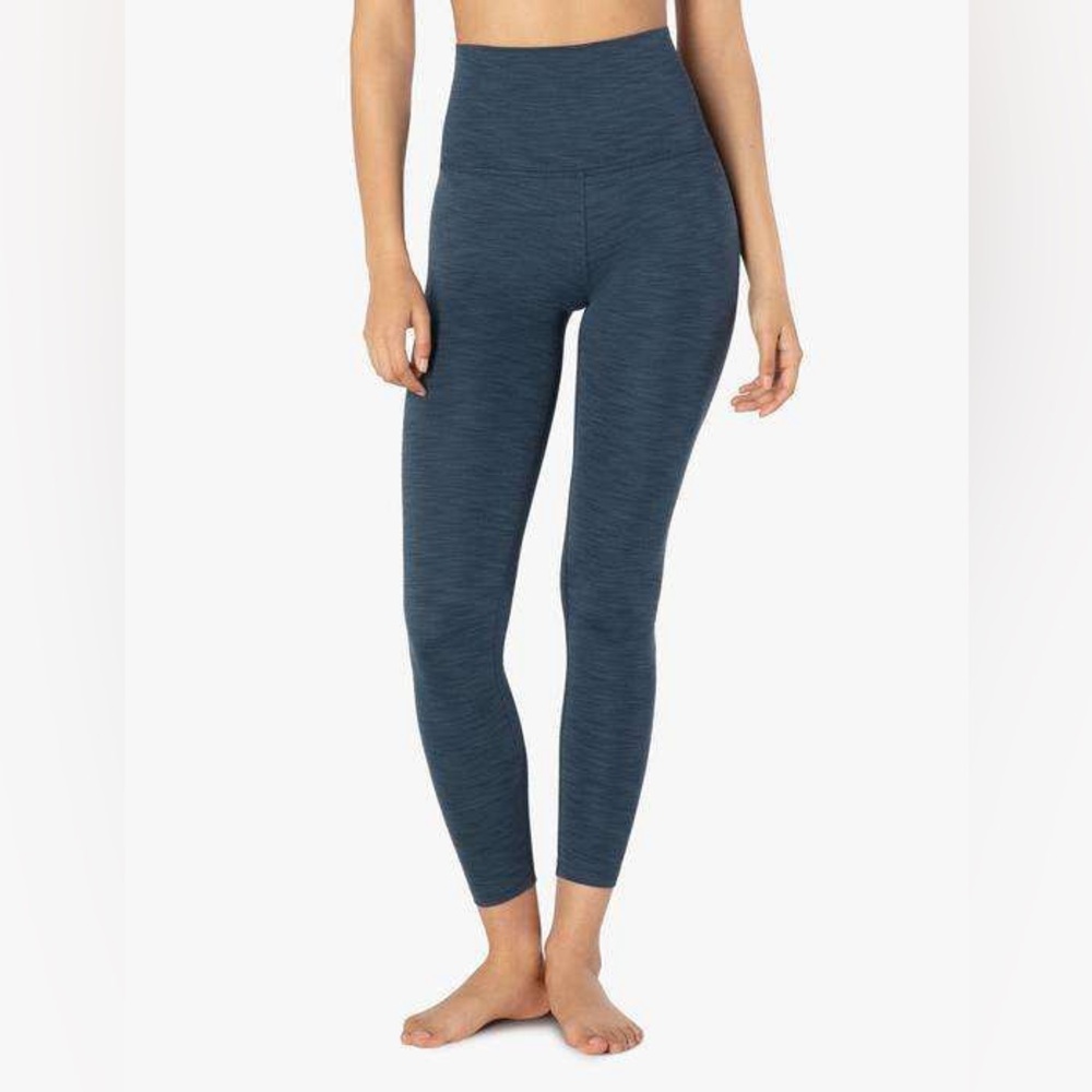 Beyond Yoga Heather Rib High Waist Midi Leggings Blue Green Small‎